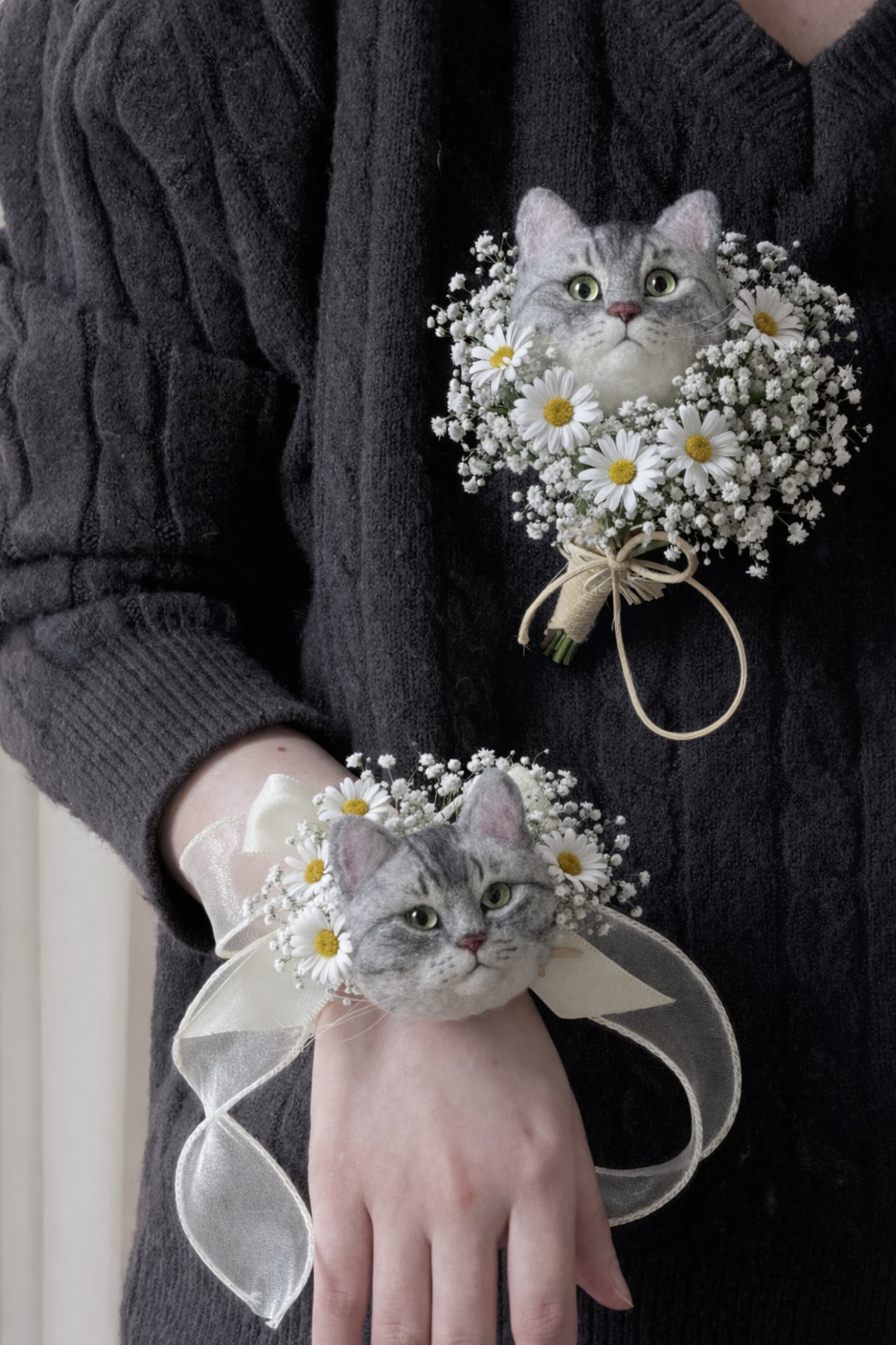 Custom 3D Felted Pet Brooch for Weddings and Events