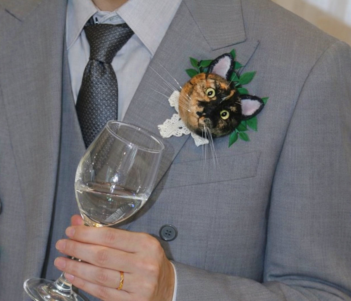 Custom 3D Felted Pet Brooch for Weddings and Events
