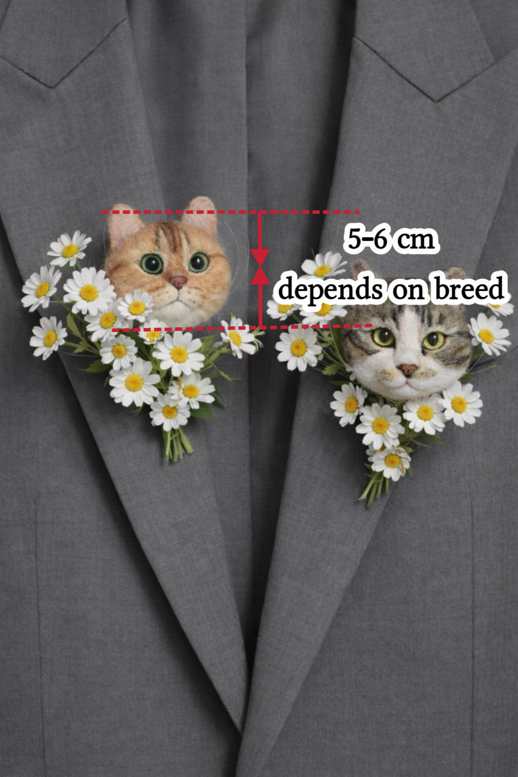 Custom 3D Felted Pet Brooch for Weddings and Events